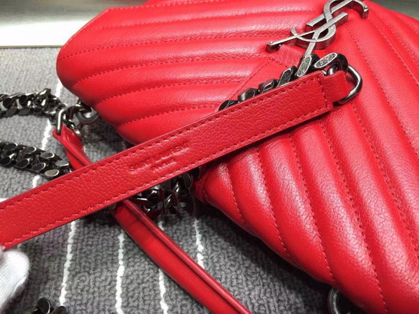 Saint Laurent Medium College Bag in Red Metalasse Leather for Sale