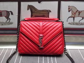 Saint Laurent Medium College Bag in Red Metalasse Leather for Sale