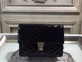 Saint Laurent Medium High School Bag in Black Patent Leather with Silver Lock for Sale