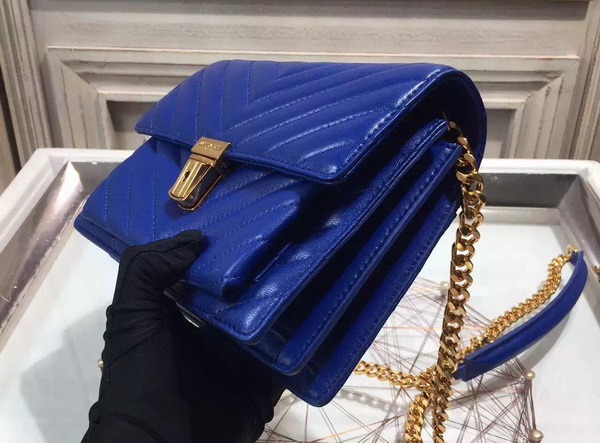 Saint Laurent Medium High School Bag in Blue Lambskin for Sale