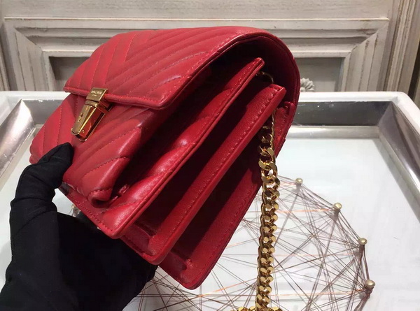 Saint Laurent Medium High School Bag in Red Lambskin Chevron Details for Sale