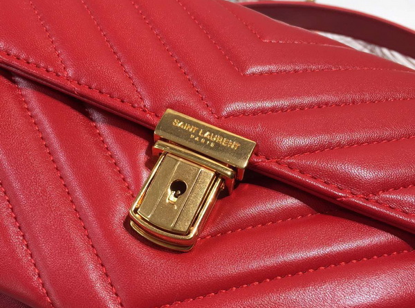 Saint Laurent Medium High School Bag in Red Lambskin Chevron Details for Sale