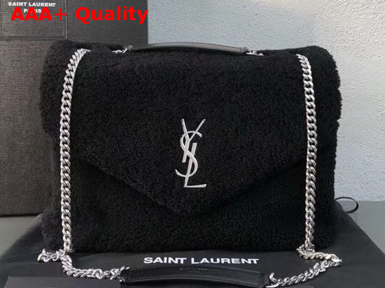 Saint Laurent Medium Loulou Bag in Black Shearling Replica