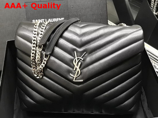 Saint Laurent Medium Loulou Chain Bag in Black Y Matelasse Leather Replica