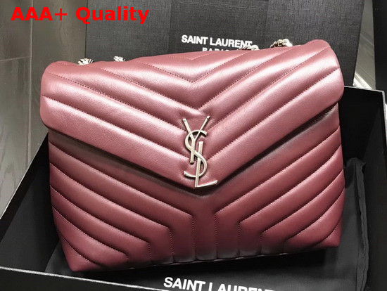 Saint Laurent Medium Loulou Chain Bag in Dark Red Y Matelasse Leather Replica