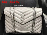 Saint Laurent Medium Loulou Chain Bag in Light Grey Y Matelasse Leather Replica