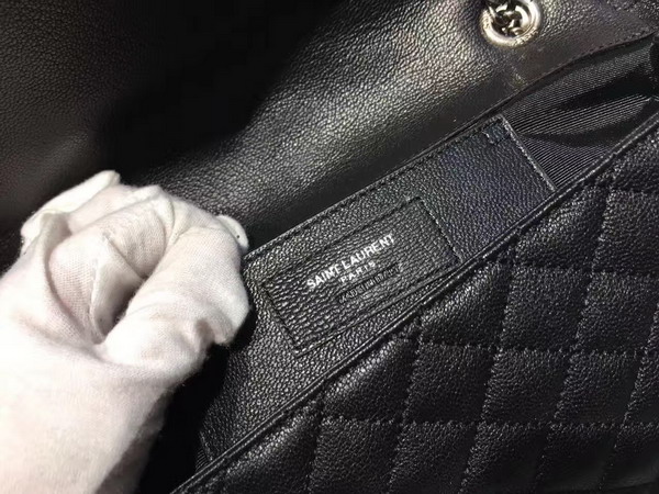 Saint Laurent Medium Soft Envelope Monogram Saint Laurent in Black and Dove White Mixed Matelasse Leather For Sale