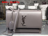 Saint Laurent Medium Sunset Bag Fog Smooth Leather Silver Toned Metal Hardware Replica