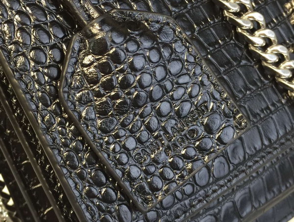 Saint Laurent Medium Sunset Bag in Black Crocodile Embossed Shiny Leather For Sale