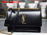 Saint Laurent Medium Sunset Bag in Black Smooth Leather Bronze Metal Hardware Replica