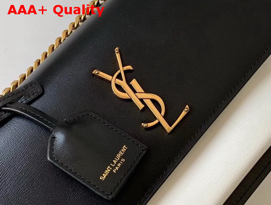 Saint Laurent Medium Sunset Bag in Black and White Smooth Leather Replica