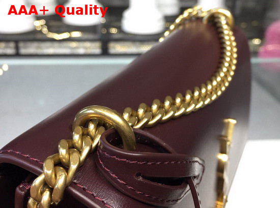 Saint Laurent Medium Sunset Bag in Dark Red Smooth Leather Bronze Metal Hardware Replica