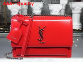Saint Laurent Medium Sunset Bag in Red Smooth Leather Silver Tone Metal Hardware Replica