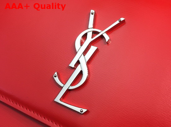 Saint Laurent Medium Sunset Bag in Red Smooth Leather Silver Tone Metal Hardware Replica