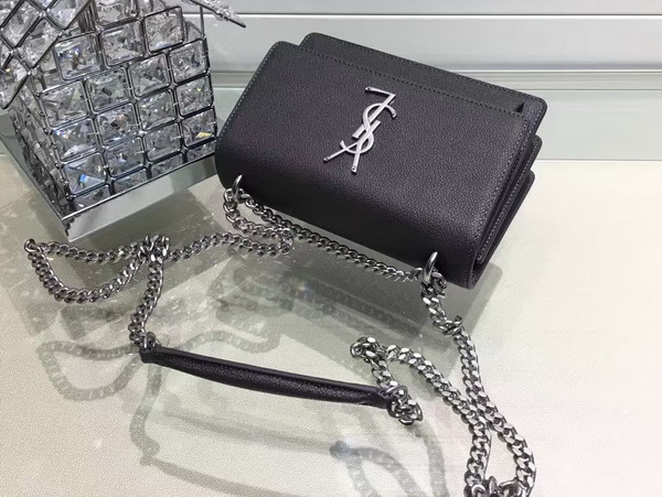 Saint Laurent Medium Sunset Monogram Saint Laurent Bag in Black Grained Leather for Sale
