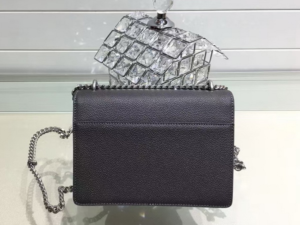 Saint Laurent Medium Sunset Monogram Saint Laurent Bag in Black Grained Leather for Sale