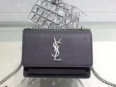 Saint Laurent Medium Sunset Monogram Saint Laurent Bag in Black Grained Leather for Sale