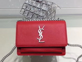 Saint Laurent Medium Sunset Monogram Saint Laurent Bag in Red Grained Leather for Sale