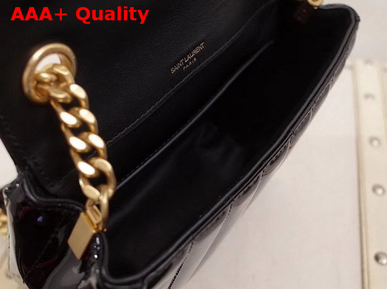 Saint Laurent Medium Vicky Chain Bag in Black Patent Leather Replica