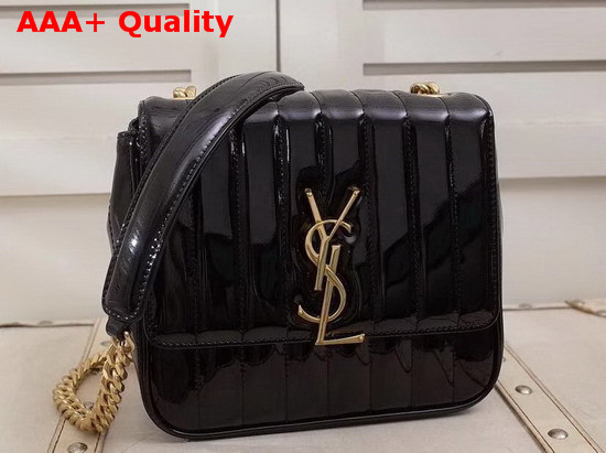 Saint Laurent Medium Vicky Chain Bag in Black Patent Leather Replica