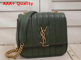 Saint Laurent Medium Vicky Chain Bag in Dark Green Leather Replica