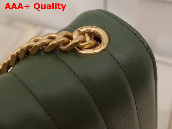 Saint Laurent Medium Vicky Chain Bag in Dark Green Leather Replica