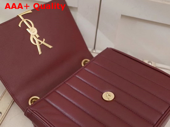 Saint Laurent Medium Vicky Chain Bag in Dark Red Leather Replica