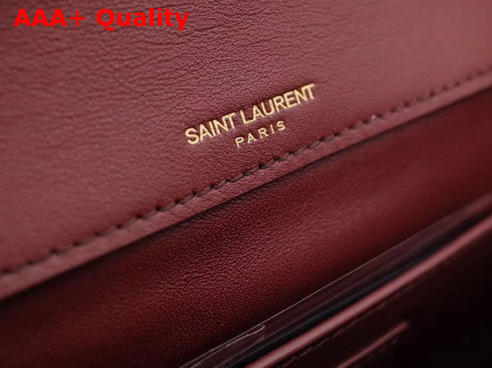 Saint Laurent Medium Vicky Chain Bag in Dark Red Leather Replica