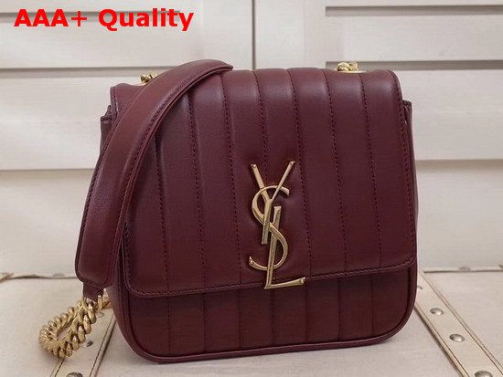 Saint Laurent Medium Vicky Chain Bag in Dark Red Leather Replica