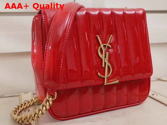 Saint Laurent Medium Vicky Chain Bag in Red Patent Leather Replica