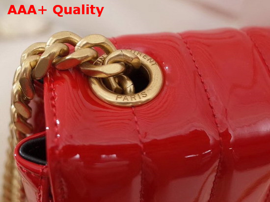 Saint Laurent Medium Vicky Chain Bag in Red Patent Leather Replica