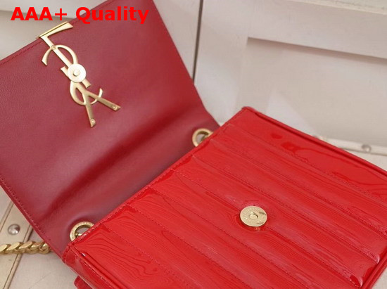 Saint Laurent Medium Vicky Chain Bag in Red Patent Leather Replica