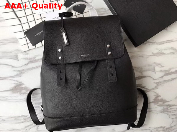 Saint Laurent Men Sac De Jour Souple Backpack in Black Grained Leather Replica