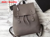 Saint Laurent Men Sac De Jour Souple Backpack in Grey Grained Leather Replica
