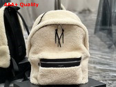 Saint Laurent Mini City Backpack in Beige Shearling Replica