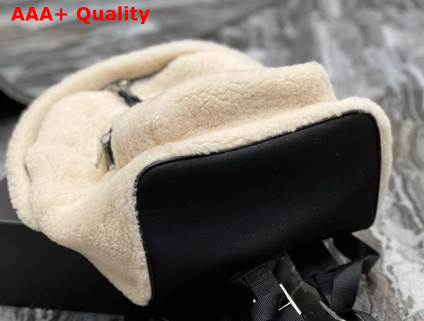 Saint Laurent Mini City Backpack in Beige Shearling Replica