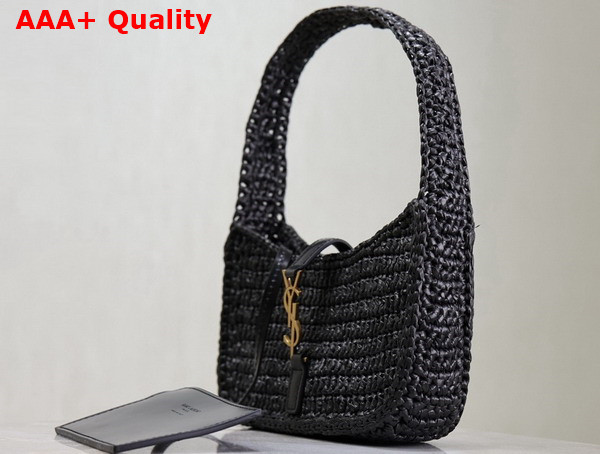 Saint Laurent Mini Le 5 A 7 in Black Raffia Replica