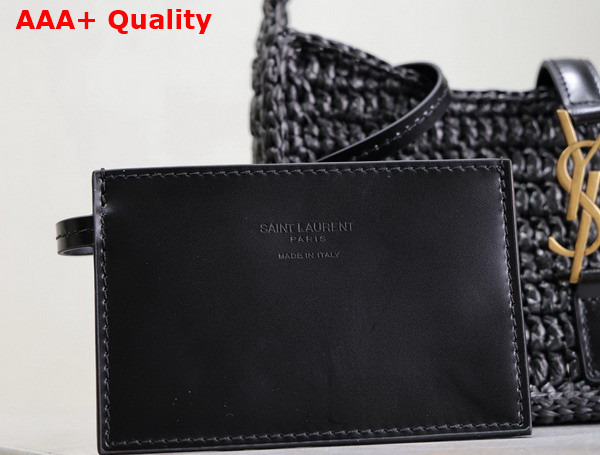 Saint Laurent Mini Le 5 A 7 in Black Raffia Replica