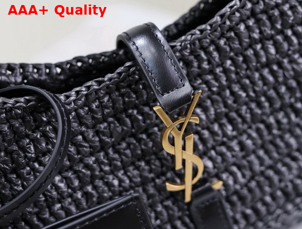 Saint Laurent Mini Le 5 A 7 in Black Raffia Replica