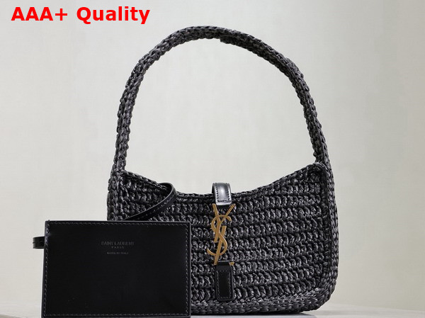 Saint Laurent Mini Le 5 A 7 in Black Raffia Replica
