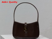 Saint Laurent Mini Le 5 A 7 in Patent Leather Chocolate Replica