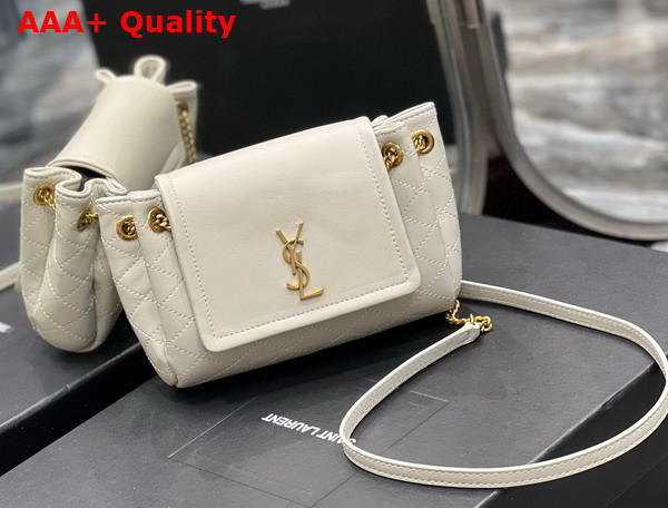 Saint Laurent Mini Nolita in Lambskin Blanc Vintage Replica