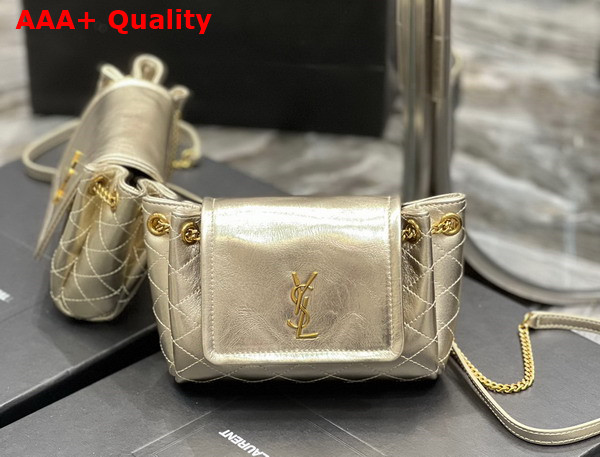 Saint Laurent Mini Nolita in Lambskin Champagne Replica