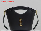 Saint Laurent Mini Tote in Black Smooth Leather Replica