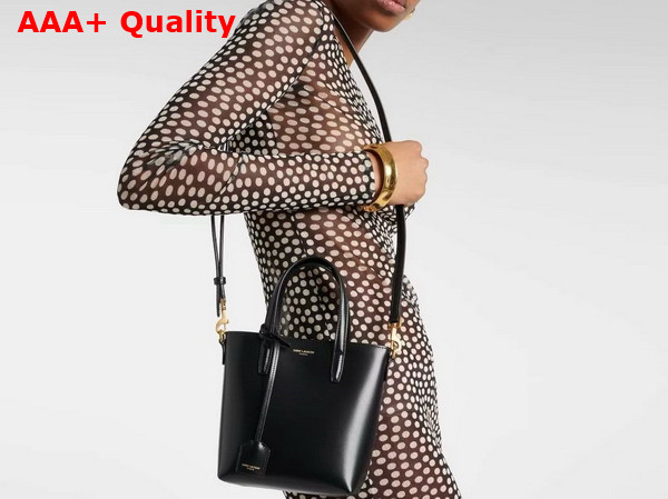 Saint Laurent Mini Toy Shopping Saint Laurent in Box Leather Black Replica