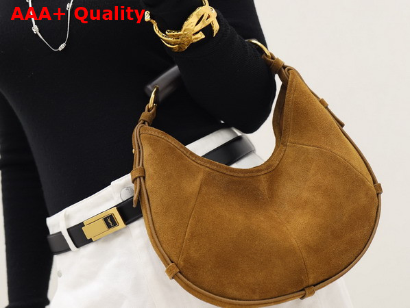 Saint Laurent Mombasa Small in Suede Caramel Cognac Replica