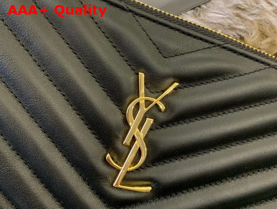 Saint Laurent Monogram A5 Pouch in Black Matelasse Leather Replica