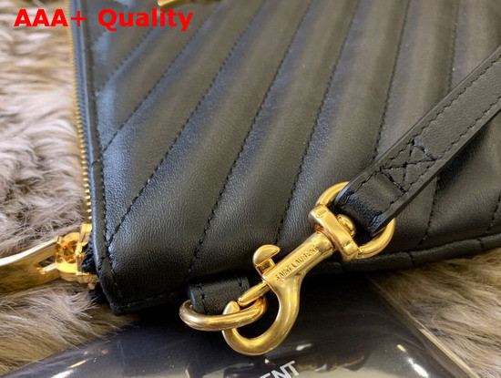 Saint Laurent Monogram A5 Pouch in Black Matelasse Leather Replica