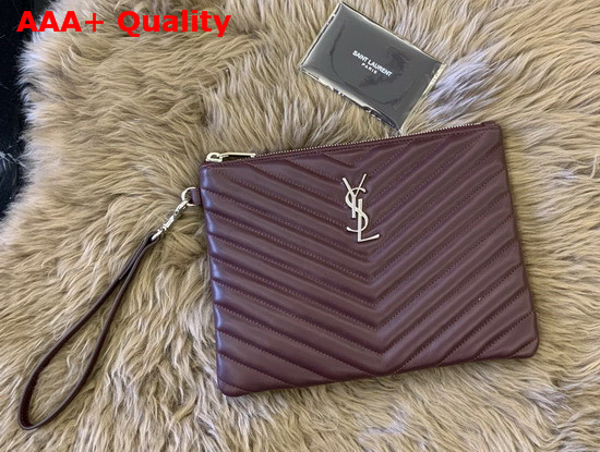 Saint Laurent Monogram A5 Pouch in Dark Legion Red Matelasse Leather Replica