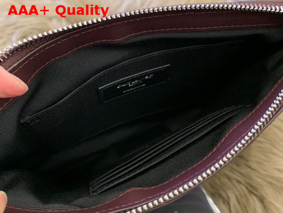 Saint Laurent Monogram A5 Pouch in Dark Legion Red Matelasse Leather Replica